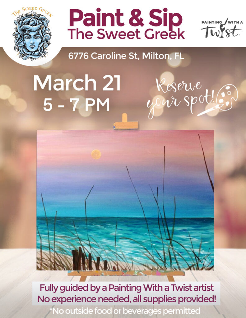 The sweek greek event paint sip wine baklava